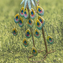 Zaer Ltd. Set of 2, 40" Tall Metal Blue Green Standing Peacocks with Acrylic Crystal Beads