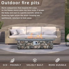 Afterglow Outdoor Propane Fire Pit Table for Patio Garden Backyard Outside Deck, Rectangle Rustic Firepit Table with Lid, Cover & Lava Rocks, 50000 BTU, CSA Certificated, 52"x27"x14"H