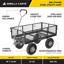 Gorilla Carts 2-Pack Steel Utility Cart, 4 Cu Ft Bed, 800 lb Load Capacity, Black – Heavy-Duty Outdoor Hauling Wagon with Removable Side Panels for Yard, Lawn, Garden or Landscaping