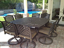 theWorldofpatio Nassau Cast Aluminum 8-Person Patio Dining Set with Lazy Susan Antique Bronze