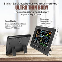 SHANBOYU Wireless Weather Station with Outdoor Sensor, Weather Station with Solar Cell, Measures Weather ecast, temperature, air pressure, humidity, wind meter, rain meter, moon phase, alarm clock