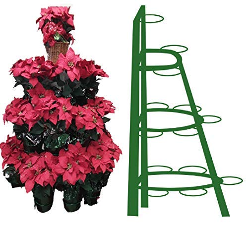 Creative Displays Half Round Poinsettia Tree Rack Display (3.5 Ft) & Matching Heavy Duty PVC Tray - Freestanding Vertical Garden Frame - Great for Poinsettias, Flowers, Plants, Succulents, and More