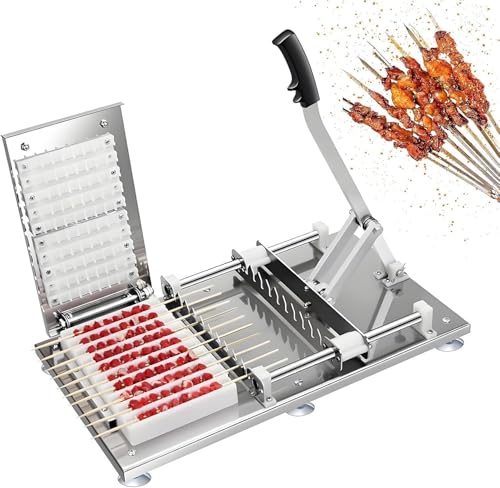 Stainless Steel Manual Kebab Maker, 100 Skewers in 5 Minutes, Multi-Function Meat Skewer Machine for Easy BBQ, Grill, and Party Cooking