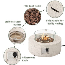 COSIEST Outdoor Propane Fire Pit Coffee Table, 28-inch Terrazzo Round Base Patio Heater, Certified, 40,000 BTU Stainless Steel Burner, Wind Guard, Free Lava Rocks, Waterproof Cover