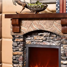 CFGH6FDF Faux Stone Fireplace with Mantel Freestanding Rustic Indoor