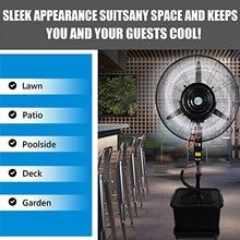 CUTPOIY Outdoor Misting Fan, Adjustable Height Pedestal Fan with 3 Wind Modes for Patio Backyard Cooling, Fan Blade 650mm