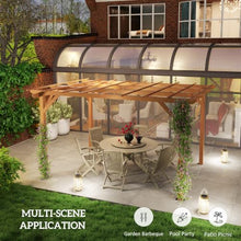 Outsunny 10' x 13' Outdoor Pergola Wood Gazebo Stable Structure Dark Brown