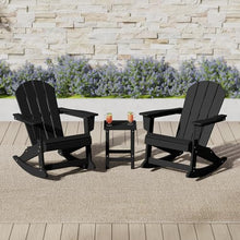 WestinTrends Malibu 3-Piece Set Outdoor/Patio Poly Adirondack Rocking Chairs with a Side Table (2 Seater), Black