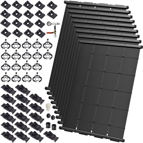 Industrial Grade Solar Pool Heater DIY Kit - Superior High-Wind Strapless Mounting System & Maximum Freeze Resistance (9-4'x9.5' / 342 Square Feet)