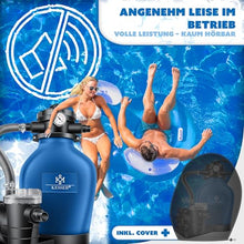 KESSER® Sand Filter System for Pool up to 60,000 L, 10,200 L/h, 400 W Pump, 20 L Tank, 7-Way Valve with Pressure Indicator with 800 g Filter Balls, Pool Filter 10 m³/h with Adapter Diameter 32-38 mm