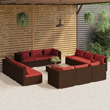 HGKMBRY Brown Modular Garden Lounge Set with Powder-Coated Steel Frame and Removable Cushion Covers, Comfortable Outdoor Seating Set for Patio