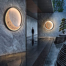 Porch & Patio Lights Romantic Moon Atmosphere Wall Lamp Creative Round Moon Wall Sconces Stainless Steel Resin Waterproof LED Wall Lighting Fixture for Porch Villa Hotel Garden Garage(80CM/31.5inch)