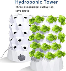RWGOVLU Hydroponic Tower Self-Watering Growing System, 48/64/80 Plants Sites Indoor Vertical Gardening Grow Kit, Farm Greenhouse Hydroponic Grow System with Water Pump, Net Pots,8floors//1pc