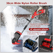 21V Snow Blower Cordless,Home Snow Shovel Has Battery Capacity Display Function with 3.0 Ah Battery,30 cm Clearing Width Electric Snow Blower,3000 RPM,for Driveway,Deck Blue-2batteries