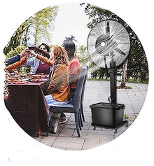 Oscillating Misting Fan, 3 Cooling Speeds, 11 Gallon Tank, Art Deco Pedestal Fan for Backyards, Patios and Factory Workshop