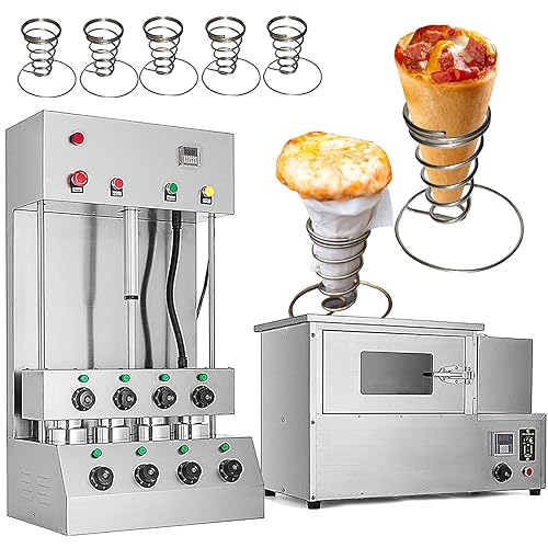 TXMACHINE 4 cone maker machine Outdoor Ovens 12 holes display warmer for pizza shop restaurant hotel home commercial 3000W with 4 molds (pizza cone machine+oven, 220V/50HZ)