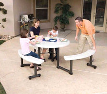 Lifetime Products 22127 Lifetime Round Picnic Table and Benches, Top, 44", Almond