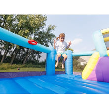 Bounceland Pop Star Inflatable Bounce House with Slide and Basketball Hoop Blue