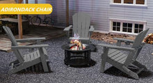 Kingdura Foldable Adirondack Chairs Set of 4, Portable HDPE All Weather Resistant Outdoor Patio Chair, Wooden Textured with Cup Holder, 380LBS Capacity for Poolside, Backyard, Deck, Fire Pit (Grey)