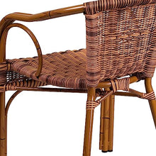 Flash Furniture 3 Pack Cadiz Series Burning Brown Rattan Restaurant Patio Chair with Dark Red Bamboo-Aluminum Frame