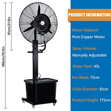 GFJYKDL Oscillating Misting Fan Outdoor Mist 3 Speeds Pedestal Fan, 12 Gallon Tank, 90° Oscillation, Cool Your Shop, Garage, Barn or Workspace