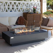 Positano Concrete Fire Pit 60" x 31.9" Outdoor Patio Firepit Includes Fire Glass Modern Fire Pits & Outdoor Fireplaces for Garden, Deck, Indoor & Outdoor Heating