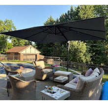 OROTLECT 9'' x 11'6" Rectangular Cantilever Gray Umbrella with Base