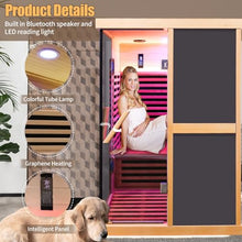 RIGO 2-Person Infrared Sauna Hemlock Wood with LED Control and Glass Doors 1980W