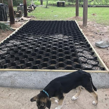 MLYAYE Plastic Ground Geo Grid for Parking Lots, Outdoor Shed Base Pea Gravel Stabilization Pad with Drain Hole for Gazebos/Yard/Garden/Driveway, Folding Expansion(6"/15cm high,6x10m (20x 33ft))