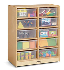 Jonti-Craft 10 Tub Mobile Storage with Clear Tubs Yellow