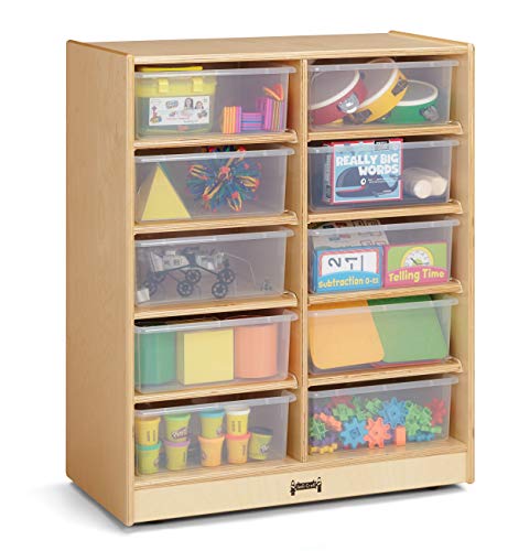 Jonti-Craft 10 Tub Mobile Storage with Clear Tubs Yellow