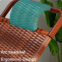 TXGJWRA Outdoor Rocking Chair, Steel Frame Rocker Chair with Headrest, Rattan Patio Rocking Arms Seat for Garden Porch Backyard, Support 150Kg,D