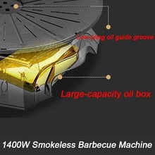 1400W Smokeless Barbecue Machine, Smokeless Electric Barbecue Grill with LCD Display Screen, 360° Automatic Rotating Baking Pan & Non-Stick, 1~80 Minutes & 80-280°C Adjustable, for Party