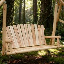Ergonomic Design 2-Seat Wooden Garden Porch Swings with Stable & Non Slip Legs, Outdoor Backyard Loveseat Swings for Patio, Lawn & Garden
