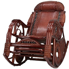 Rattan Rocking Chair, Cane Chair with Ergonomic Armrests, for Porch Garden and Balcony Lounging(Red,118 * 100 * 64cm)