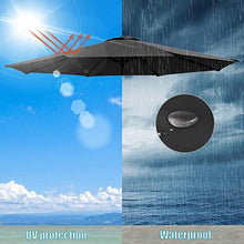 FKTHYO Parasols Replacement Parasol Canopy Cover 3/2.7m 8/6 Ribs Parasol Canopy Cover Replacement Patio Market Umbrella Waterproof Umbrella Replacement Top Shade Cover,Black-2.7m/8.8ft (6ribs)
