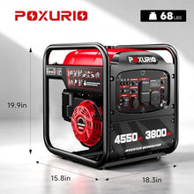 POXURIO 4550-Watt Portable Inverter Generator for Home Use, Open Frame Generator Gas Powered, Lightweight & Quiet for Home Use and Emergency Backup, EPA Compliant-Red