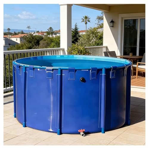 Zfmnoyev PVC Frame Above Ground Fish Pond, Large Collapsible Canvas Stock Tank Pond, Multi-Purpose Above-Ground Water Reservoir, for Koi Culture Agricultural Irrigation(5x1.2m/196.9x47.2in)