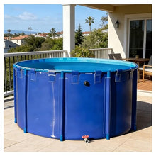 Zfmnoyev PVC Frame Above Ground Fish Pond, Large Collapsible Canvas Stock Tank Pond, Multi-Purpose Above-Ground Water Reservoir, for Koi Culture Agricultural Irrigation(5x1.2m/196.9x47.2in)
