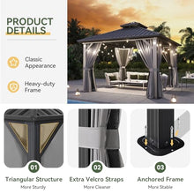 Aoxun Gazebo 12x12 Hardtop Gazebo with Double Galvanized Steel Roof, Gray