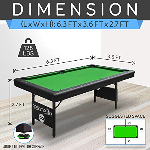 SereneLife Folding Pool Table Green