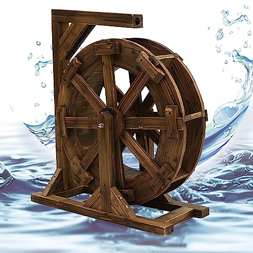 Water Fountain for Garden,Wood Water Wheel Waterfall Fountain,Ornamental Waterwheel Fountain,Rustic Design Feng Shui Wheels Fountain for Indoor Outdoor Patio Pond Pool,Easy Assembly (Size : 90cm)