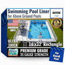Freetime Fun Permalast Pool Liner | 16 Foot by 32 Foot Rectangle | 48 inch Wall Height | 20 MIL Virgin American Liner 8 YR Full Warranty | for Kayak Beaded Style Above Ground Swimming Pools