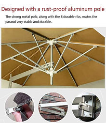 RWGOVLU Outdoor Wall Umbrella Garden Balcony Canopy Parasol Telescopic Folding Sun Shade Umbrella Aluminium, 7ft / 220cm