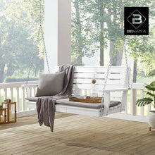 BENAIYA Heavy Duty Poly Lumber HDPE Porch Swing with Mounting Kit and Accessories Outdoor Hanging Chair with Cup Holders Swinging Bench for Patios, Backyard Poly Wooden Seating, Sturdy Steel Chains