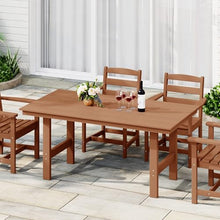 Costaelm Outdoor Patio Table, Outdoor Dining Table for 6, Weather Resistant Rectangle Patio Table with Umbrella Hole for Outside, Garden, Poolside, Porch, Teak