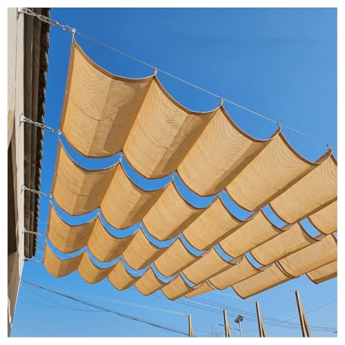 FENGZEQUAN Retractable Sun Shade Canopy Cover Sliding Wave Shade Sail，Outdoor Hang Down U Shape Porch Wave Awning，for Pergola Patio Deck Yard Gazebo Outdoor，with Mounting Kit(W2.4*L8m/W7.87*L26.25ft)