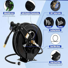 VitalisWorks Pressure Washer Reel, Heavy Duty Steel Pressure Washer Hose Reel, Automatic Retractable Pressure Washer Hose Reel, for Water/Air/Oil (20m)