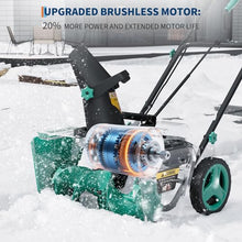 2x20V Electric Snow Blower Cordless - 20 in Width, 10 in Depth, 25 ft Throwing Distance, Brushless Motor Snow Thrower with 180° Rotating Chute & Dual LED Lights for Walkways Driveways, Lake Blue