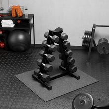 GarveeLife Premium Rubber Coated Hex Dumbbell Set with Rack 350lbs Black